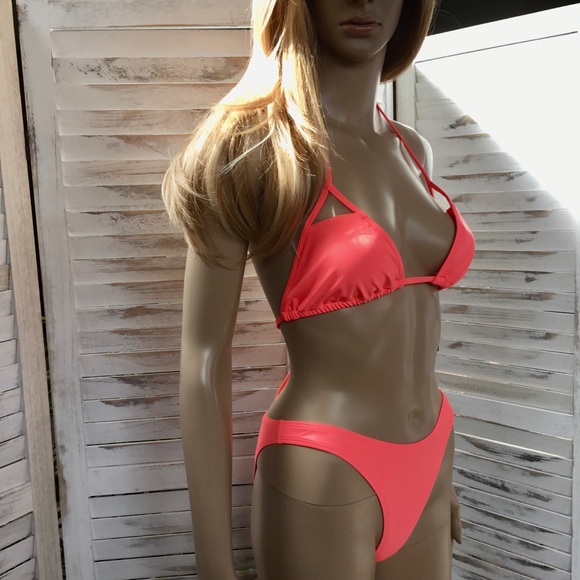 🔥Neon Coral Body Glove Bikini Set 🔥 S M L - Picture 2 of 15